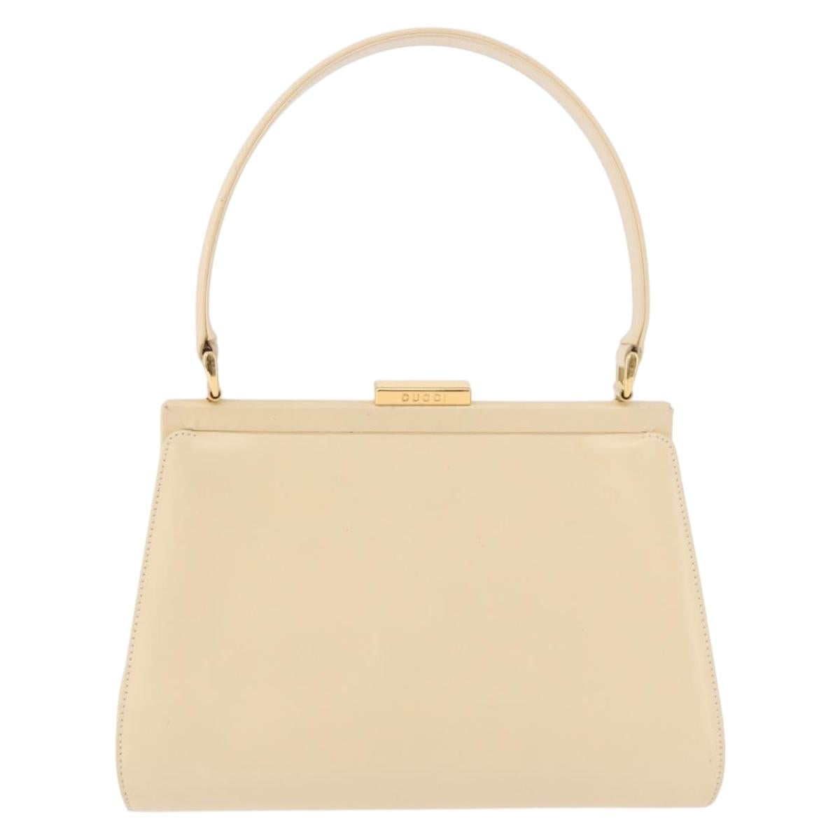 GUCCI Hand Bag Patent leather Ivory Gold 000 781 0301 Auth gh2180
