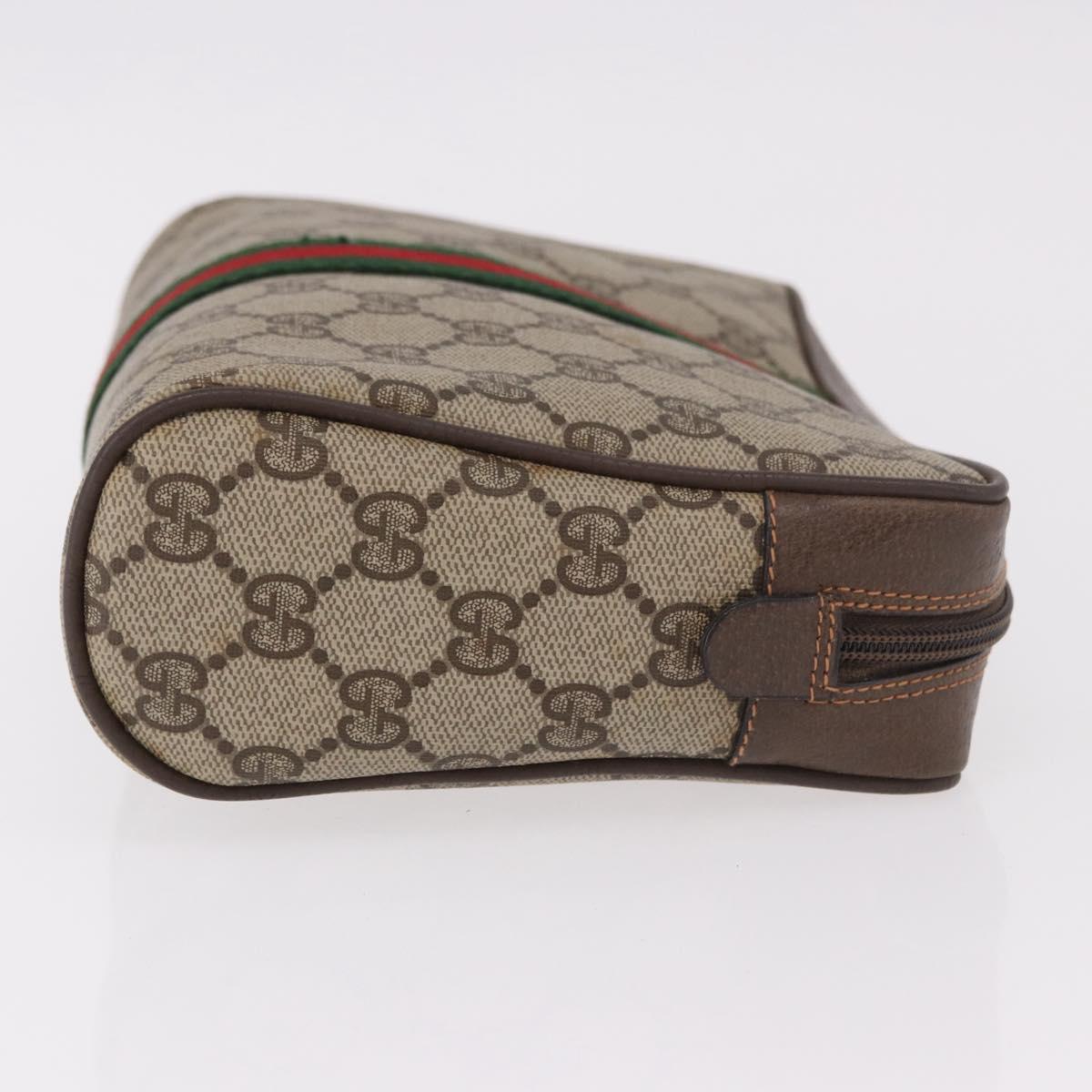 GUCCI GG Supreme Web Sherry Line Clutch Bag PVC Beige Red 89 01 012 Auth gh2182