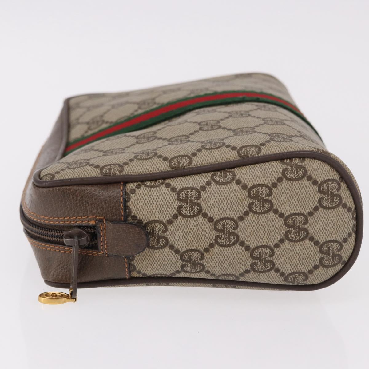 GUCCI GG Supreme Web Sherry Line Clutch Bag PVC Beige Red 89 01 012 Auth gh2182