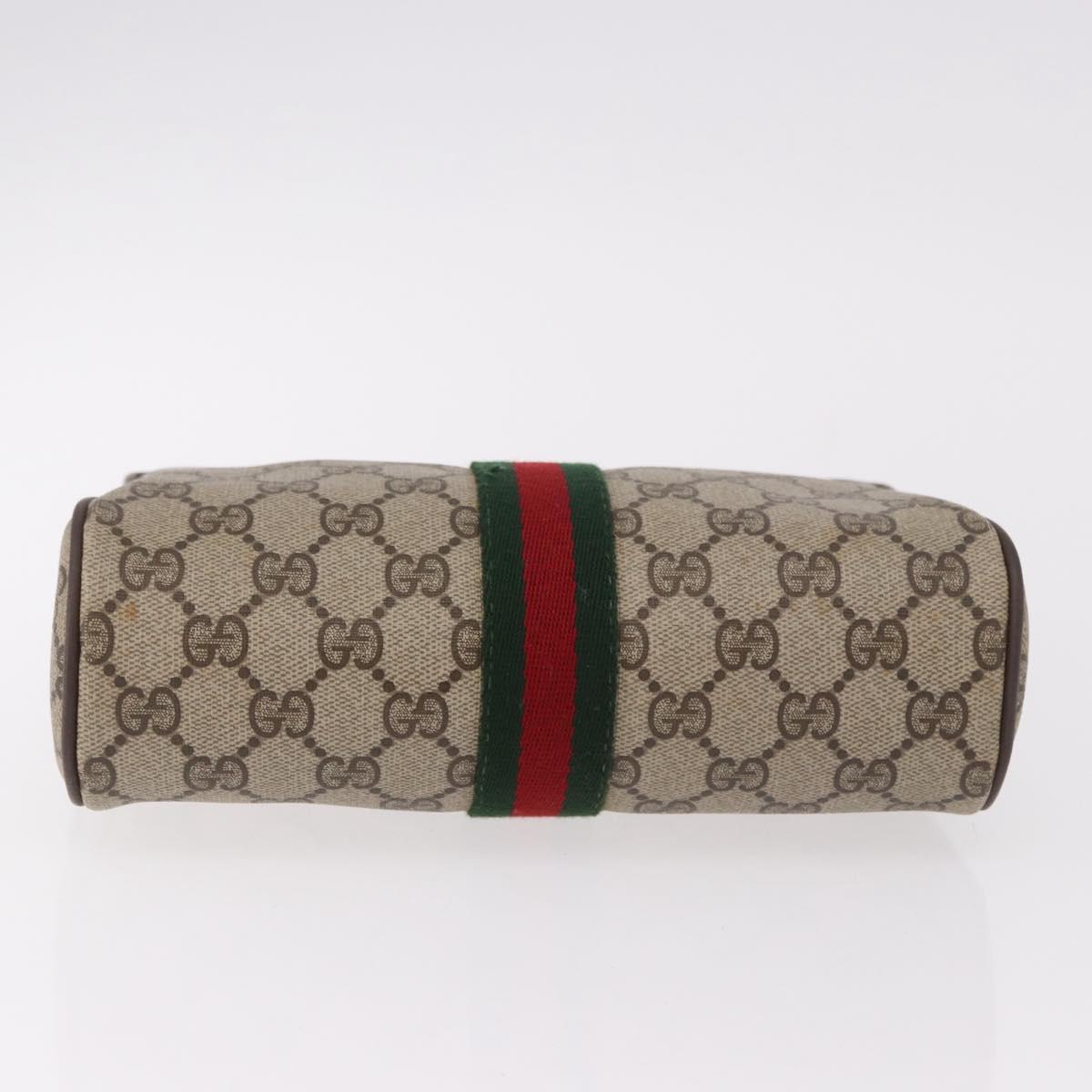 GUCCI GG Supreme Web Sherry Line Clutch Bag PVC Beige Red 89 01 012 Auth gh2182