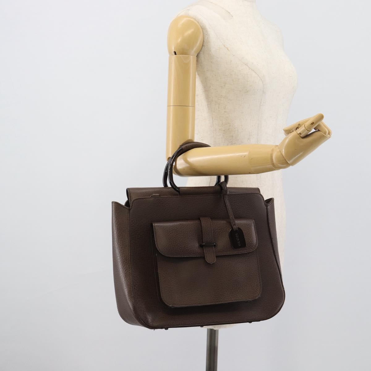 GUCCI Hand Bag Leather Brown 000 2058 0307 Auth gh2184