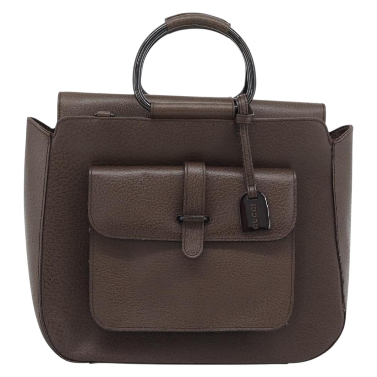 GUCCI Hand Bag Leather Brown 000 2058 0307 Auth gh2184