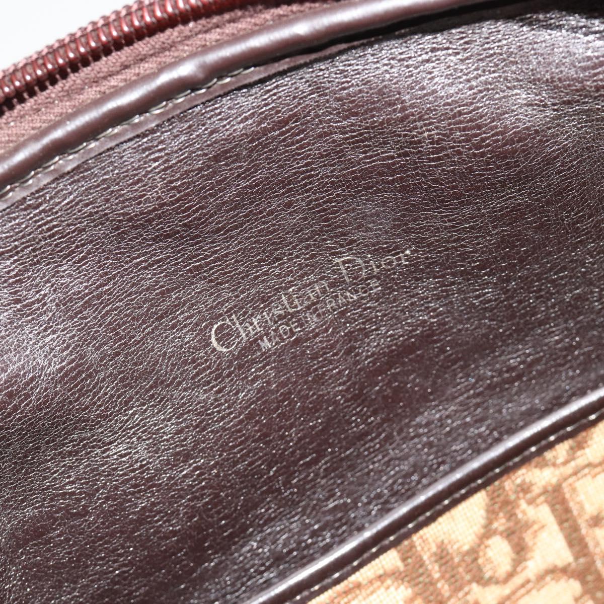 Christian Dior Trotter Canvas Hand Bag Brown Gold Auth gh2185