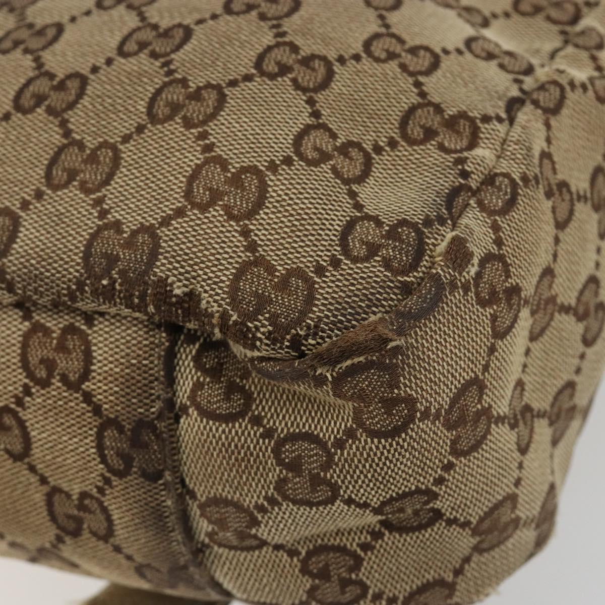 GUCCI GG Canvas Shoulder Bag Beige Silver 145859 Auth gh2186