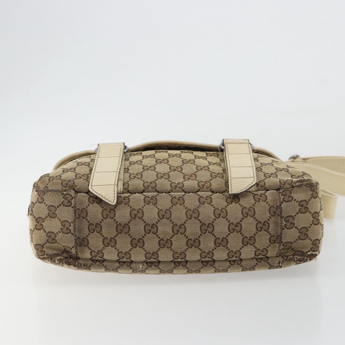 GUCCI GG Canvas Shoulder Bag Beige Silver 145859 Auth gh2186