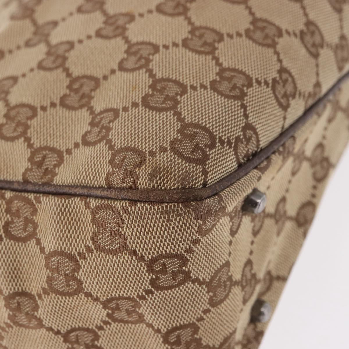 GUCCI GG Canvas Hand Bag Beige Silver 113019 Auth gh2187