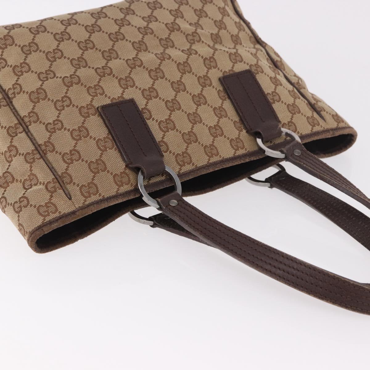 GUCCI GG Canvas Hand Bag Beige Silver 113019 Auth gh2187