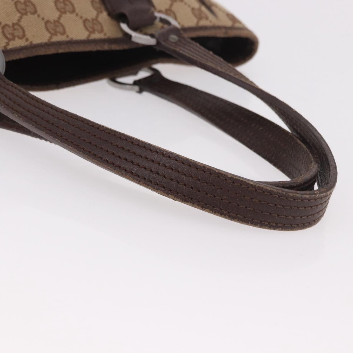 GUCCI GG Canvas Hand Bag Beige Silver 113019 Auth gh2187