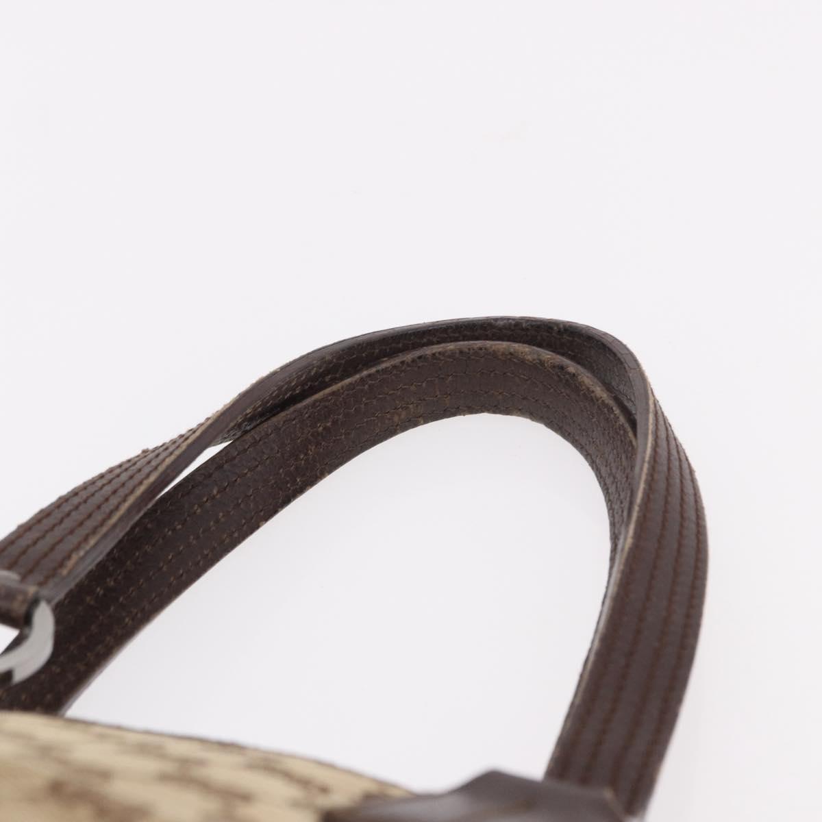 GUCCI GG Canvas Hand Bag Beige Silver 113019 Auth gh2187