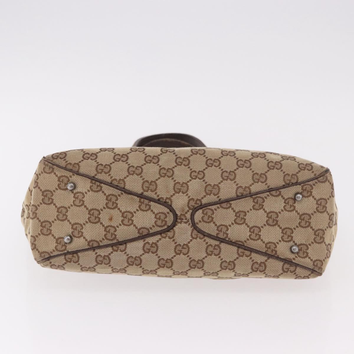 GUCCI GG Canvas Hand Bag Beige Silver 113019 Auth gh2187