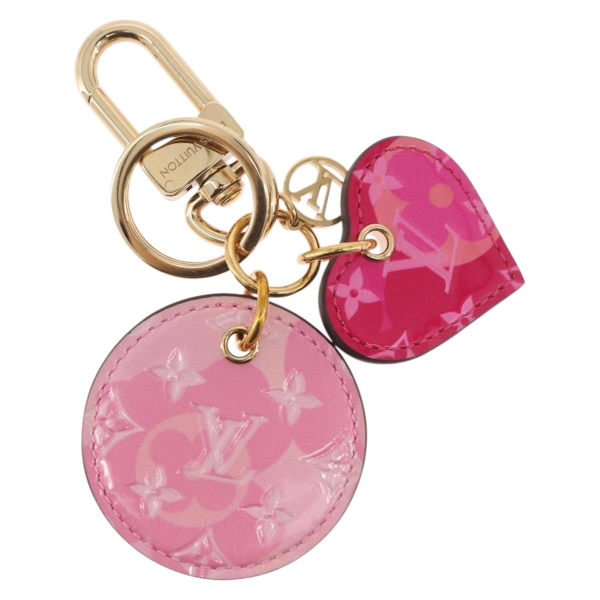 LOUIS VUITTON Vernis Porte Cles Valentine Heart Charm Pink M00268 Auth gh2188M
