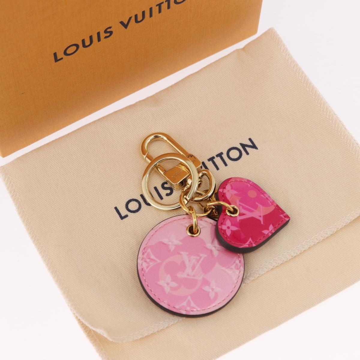 LOUIS VUITTON Vernis Porte Cles Valentine Heart Charm Pink M00268 Auth gh2188M