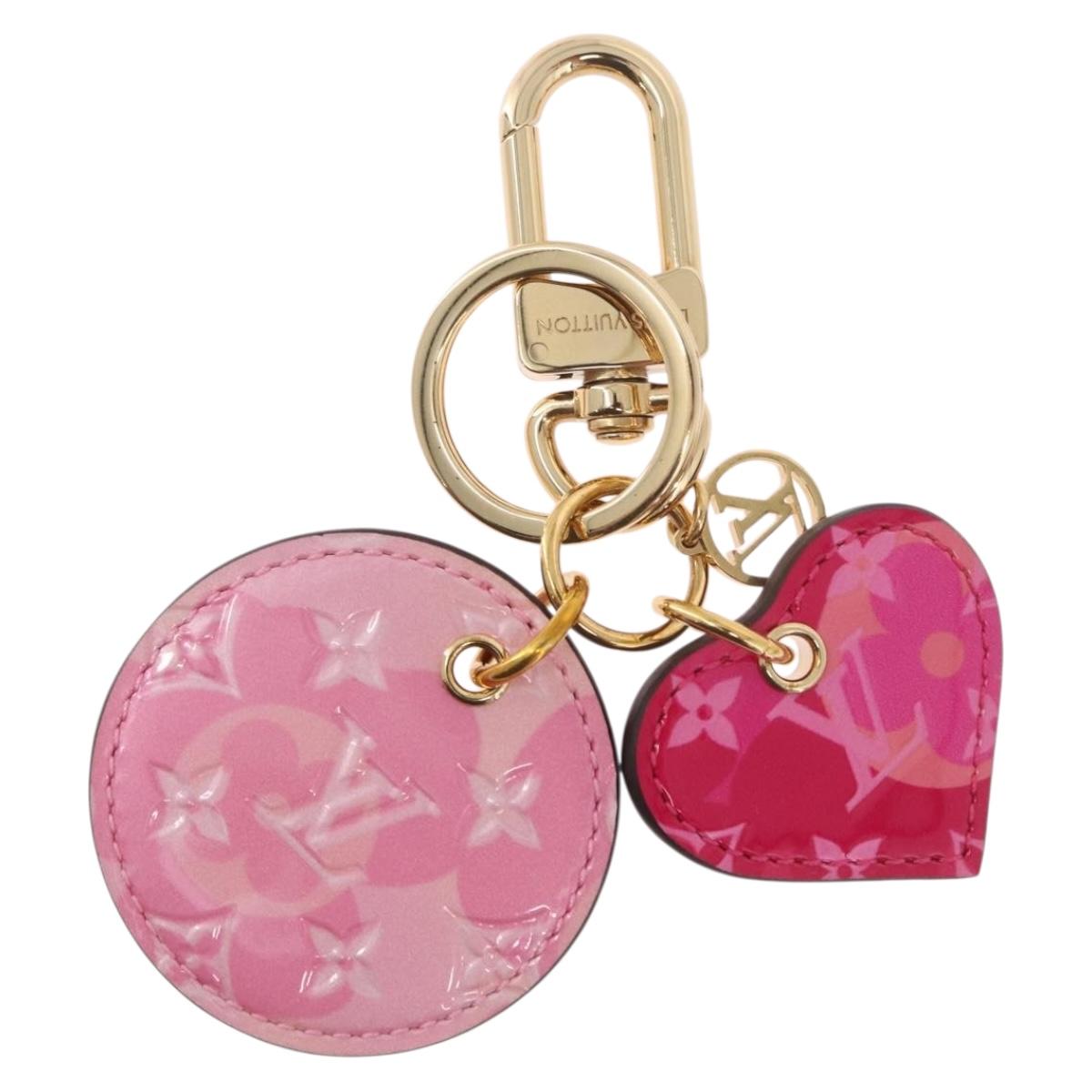 LOUIS VUITTON Vernis Porte Cles Valentine Heart Charm Pink M00268 Auth gh2188M