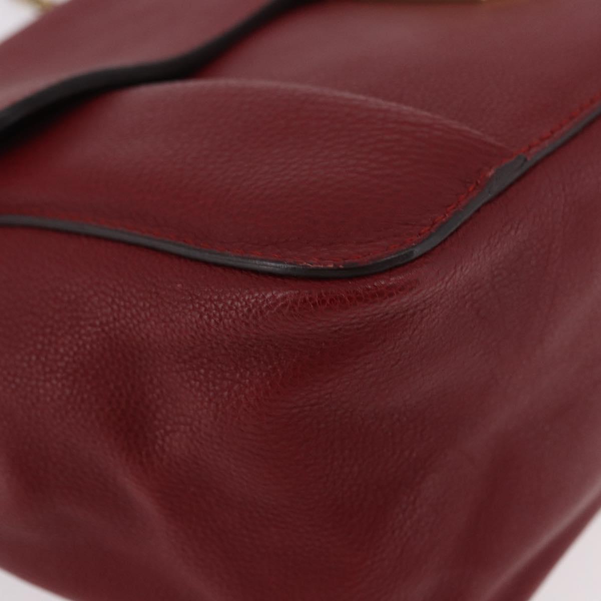 Chloe Elsie Hand Bag Leather Red Gold Auth gh2189A