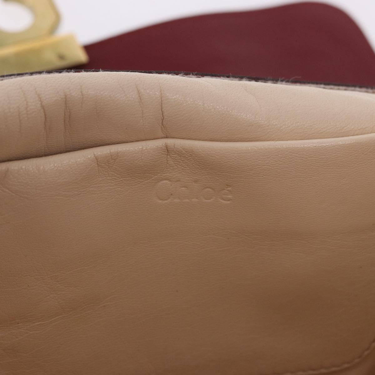 Chloe Elsie Hand Bag Leather Red Gold Auth gh2189A