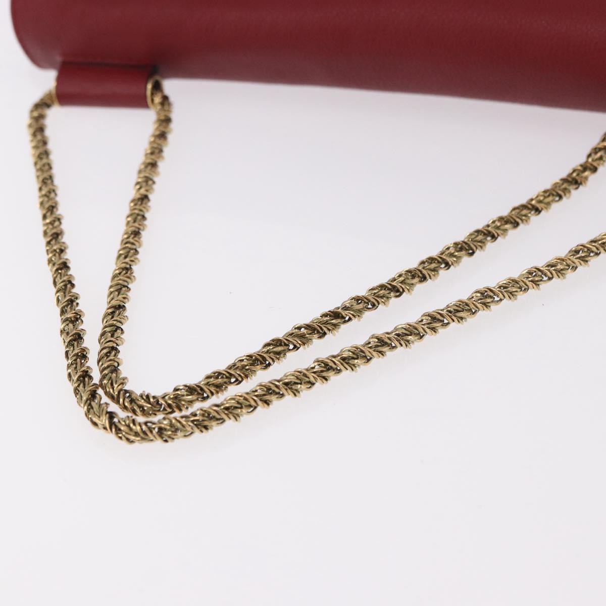 Chloe Elsie Hand Bag Leather Red Gold Auth gh2189A