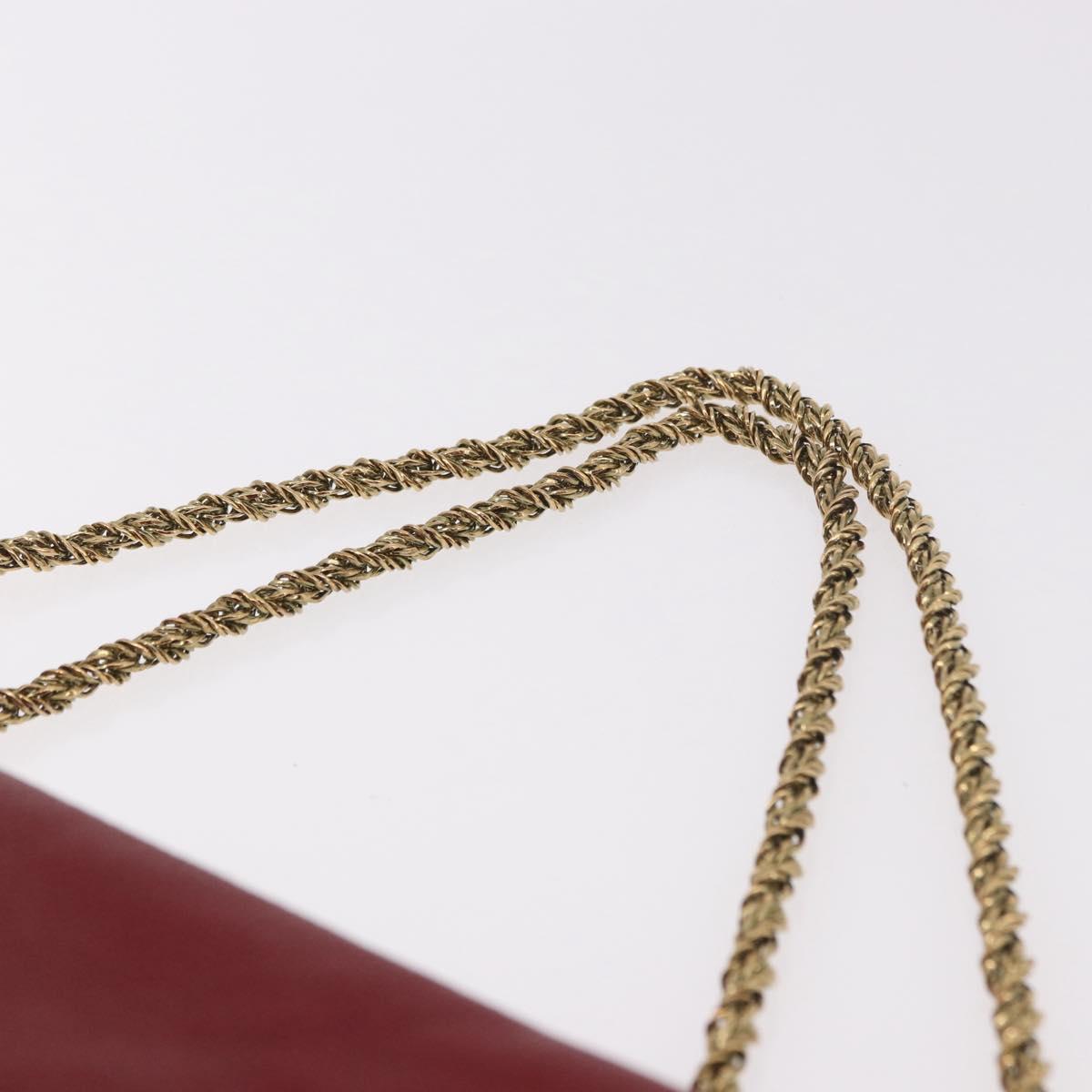 Chloe Elsie Hand Bag Leather Red Gold Auth gh2189A