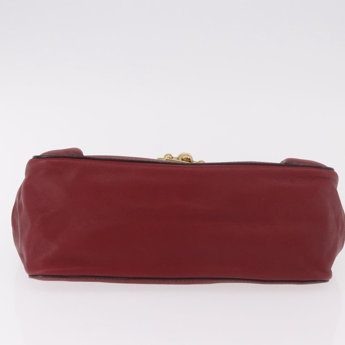 Chloe Elsie Hand Bag Leather Red Gold Auth gh2189A