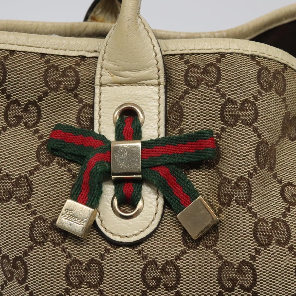 GUCCI GG Canvas Web Sherry Line Tote Bag Beige Gold 181779 Auth gh219