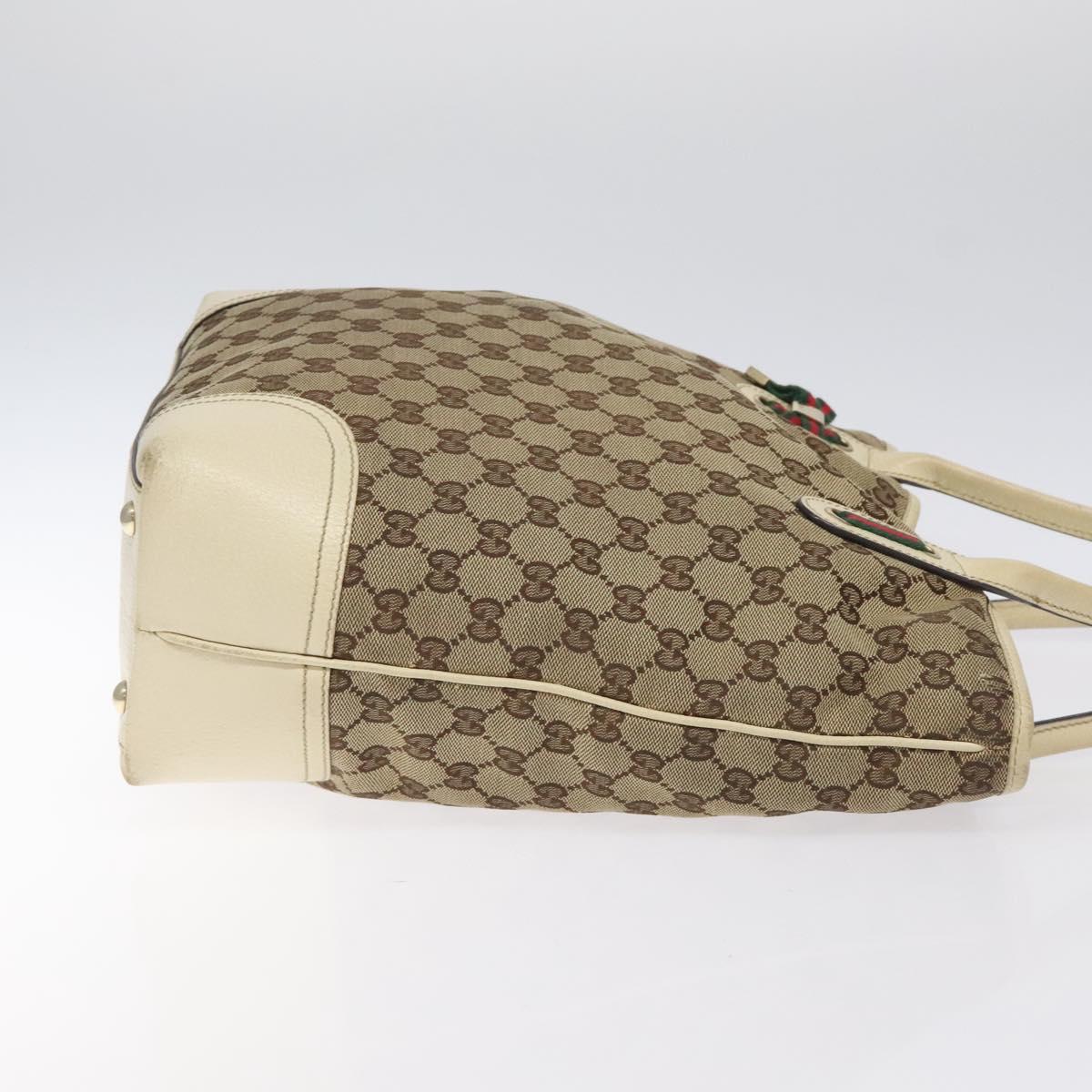GUCCI GG Canvas Web Sherry Line Tote Bag Beige Gold 181779 Auth gh219