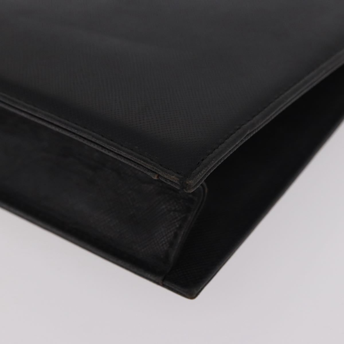 SAINT LAURENT Clutch Bag Leather Black Gold Auth gh2190
