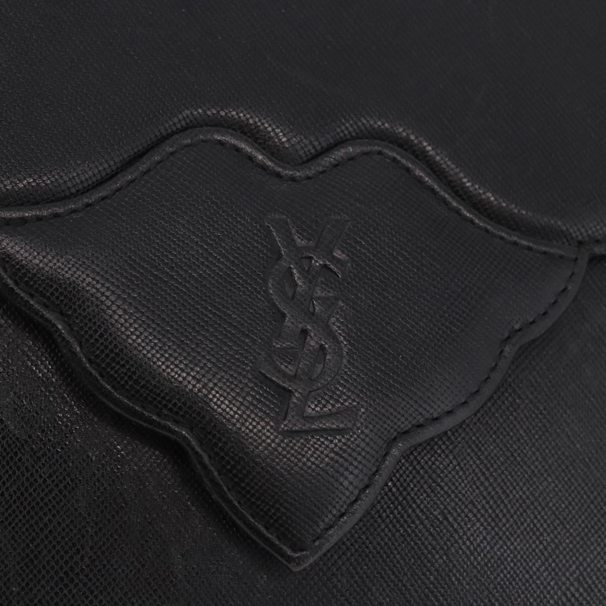 SAINT LAURENT Clutch Bag Leather Black Gold Auth gh2190