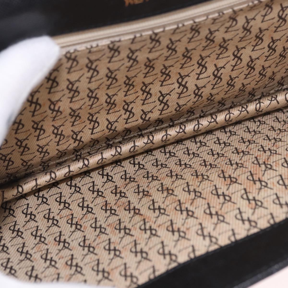 SAINT LAURENT Clutch Bag Leather Black Gold Auth gh2190