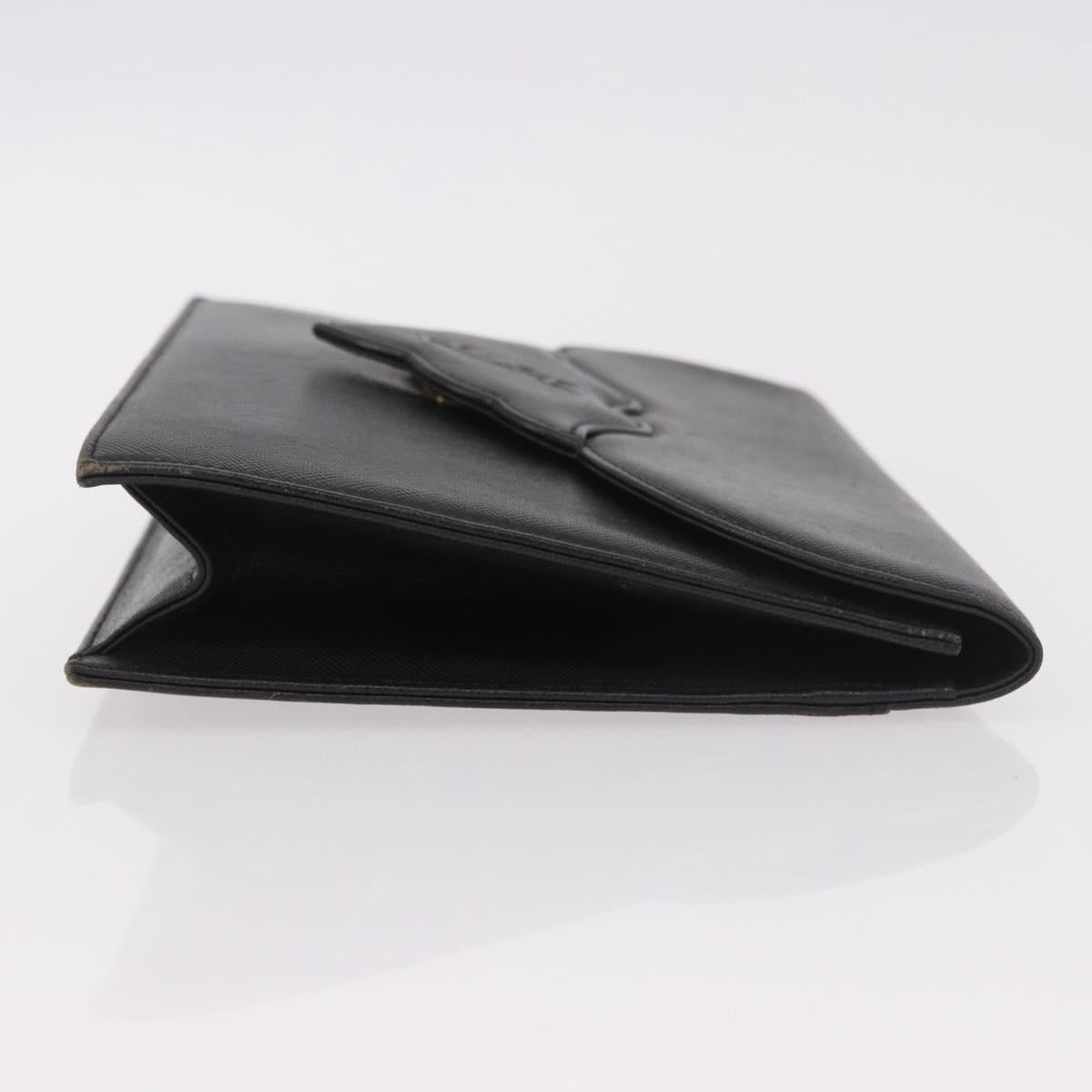 SAINT LAURENT Clutch Bag Leather Black Gold Auth gh2190