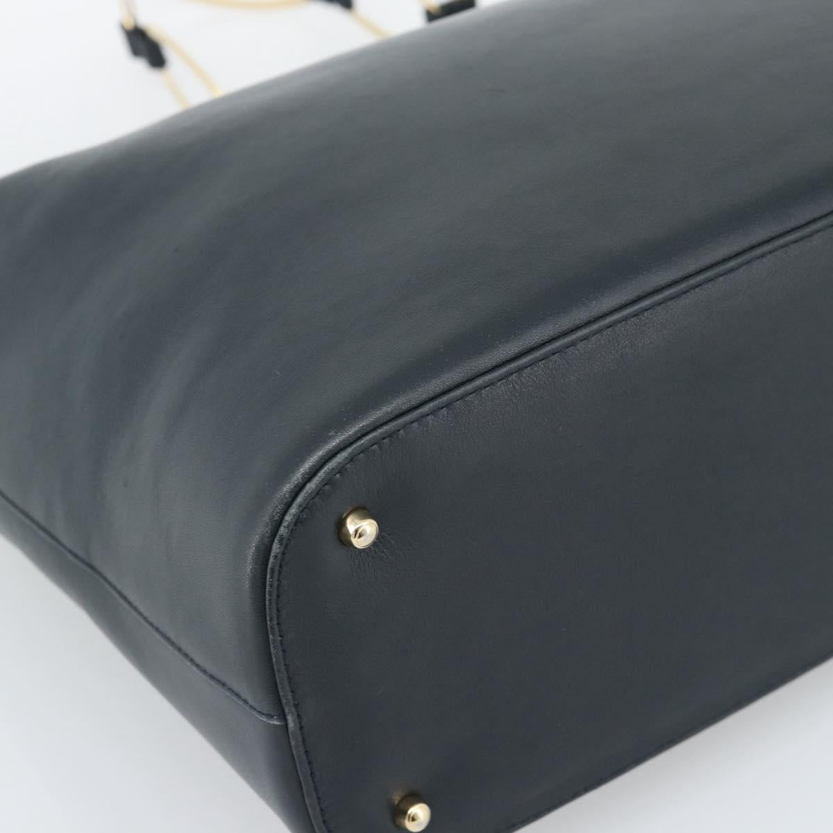 GUCCI Shoulder Bag Leather Navy Gold 001 1998 1805 Auth gh2191