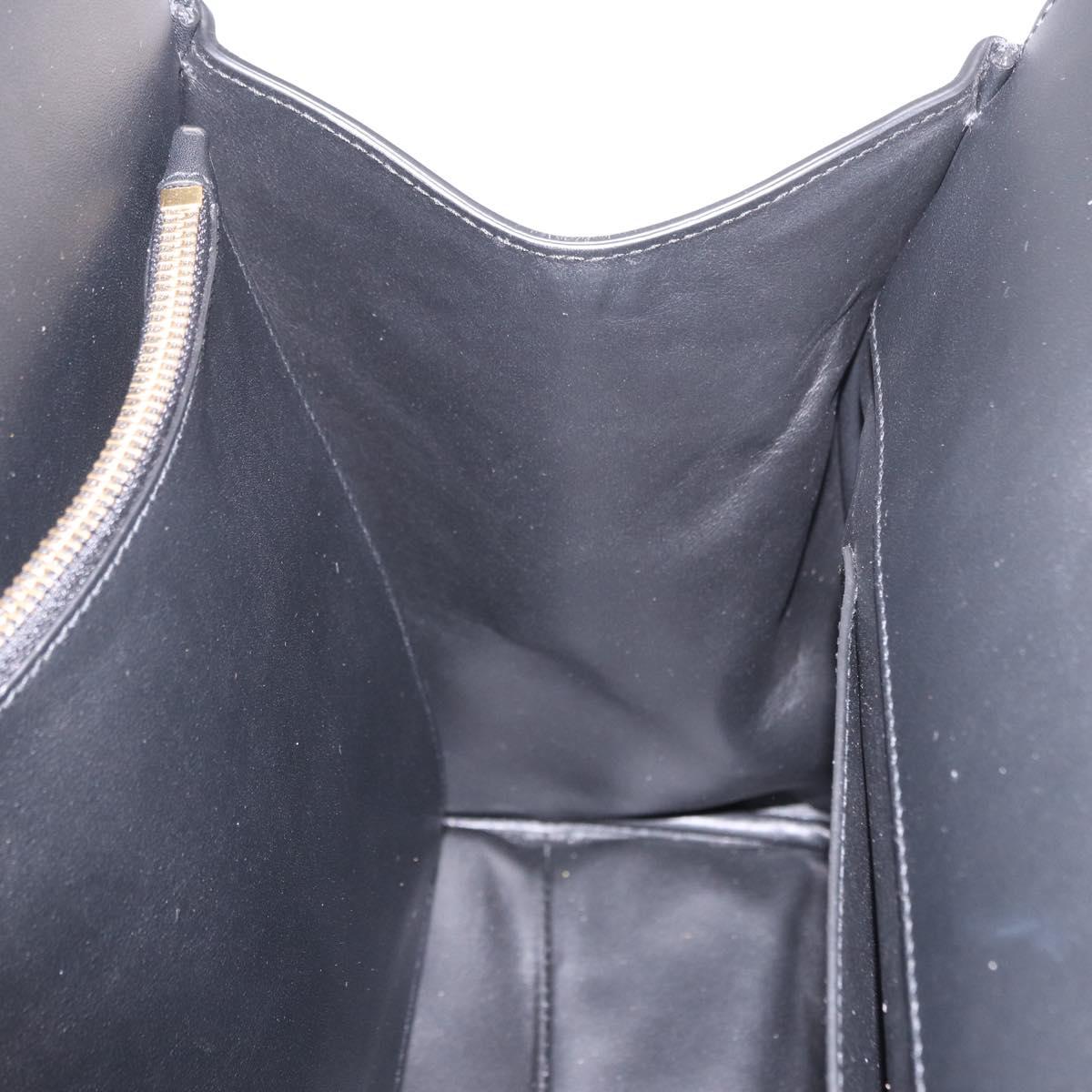 Salvatore Ferragamo Gancini Studio Bag Leather 2way Black Gold Auth gh2193V