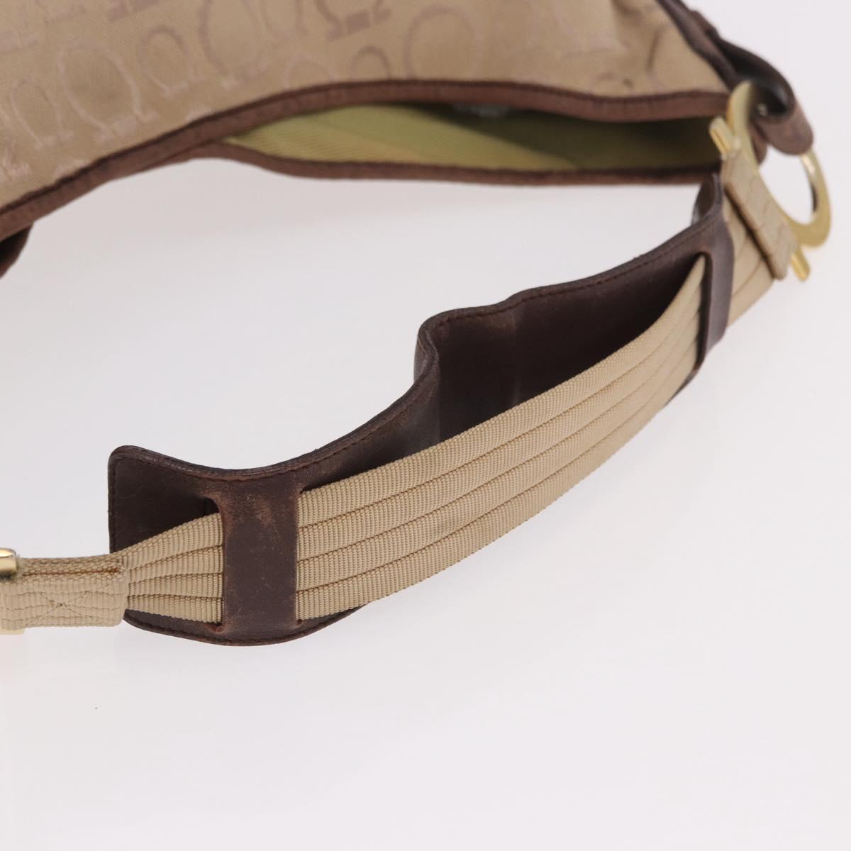 Salvatore Ferragamo Gancini Shoulder Bag Canvas Beige Gold Auth gh2197