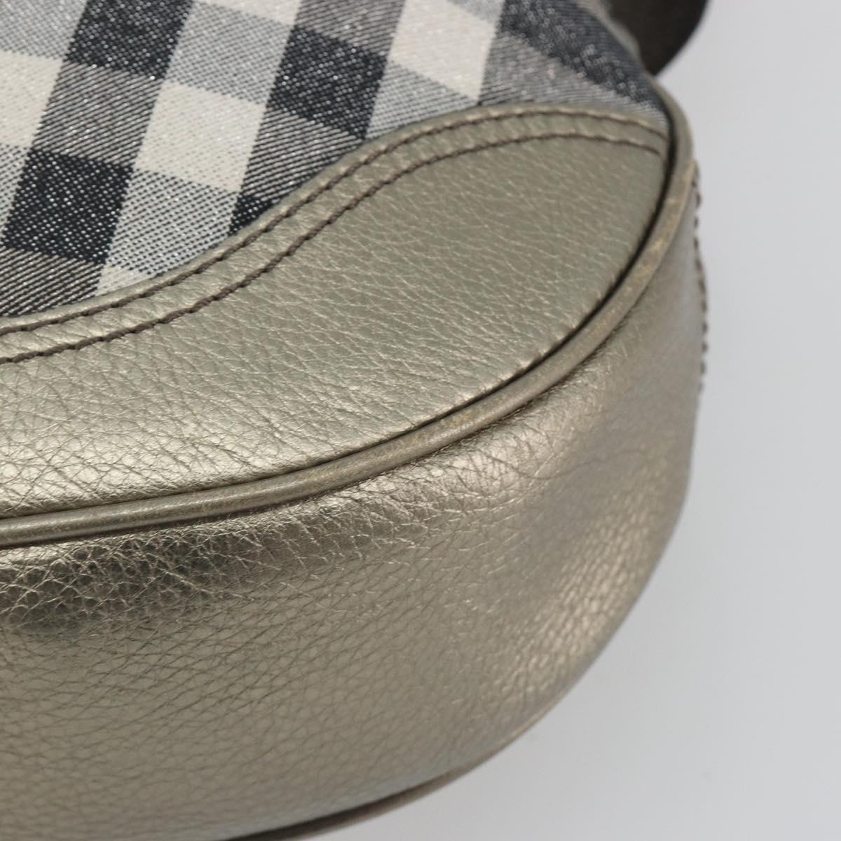 BURBERRY Nova Check Shoulder Bag Canvas Gray Silver Auth gh2198A