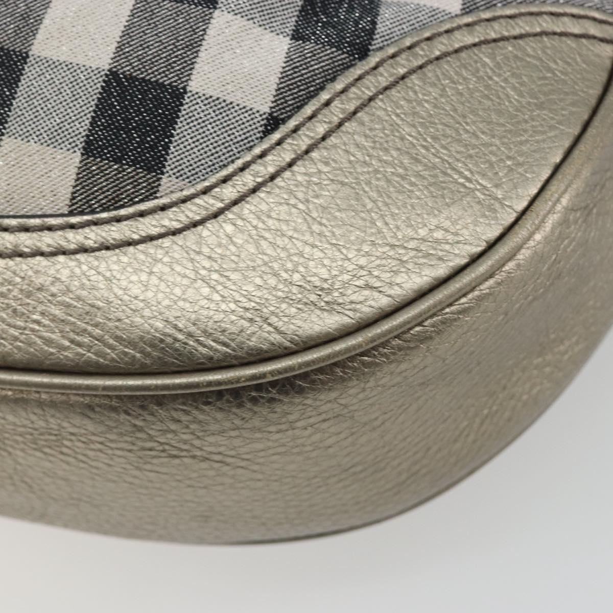 BURBERRY Nova Check Shoulder Bag Canvas Gray Silver Auth gh2198A
