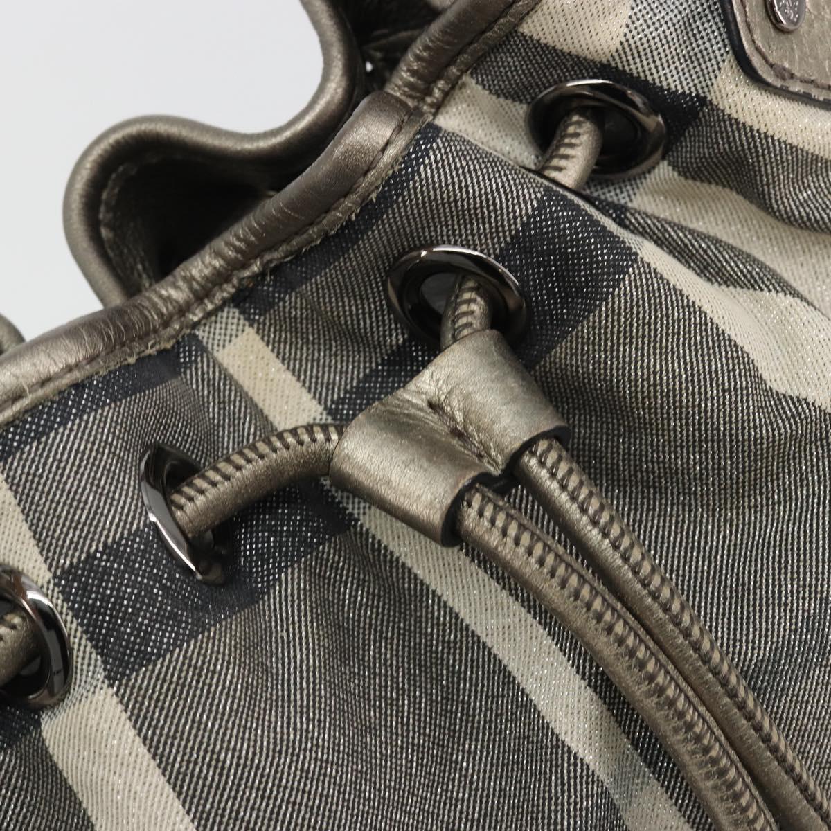 BURBERRY Nova Check Shoulder Bag Canvas Gray Silver Auth gh2198A