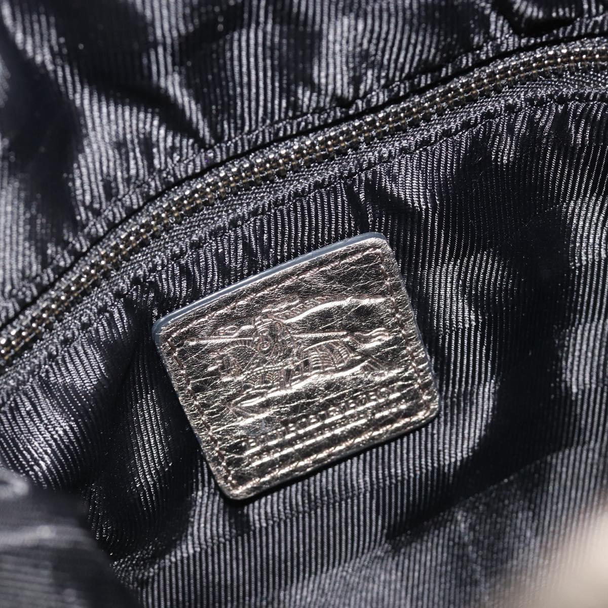 BURBERRY Nova Check Shoulder Bag Canvas Gray Silver Auth gh2198A