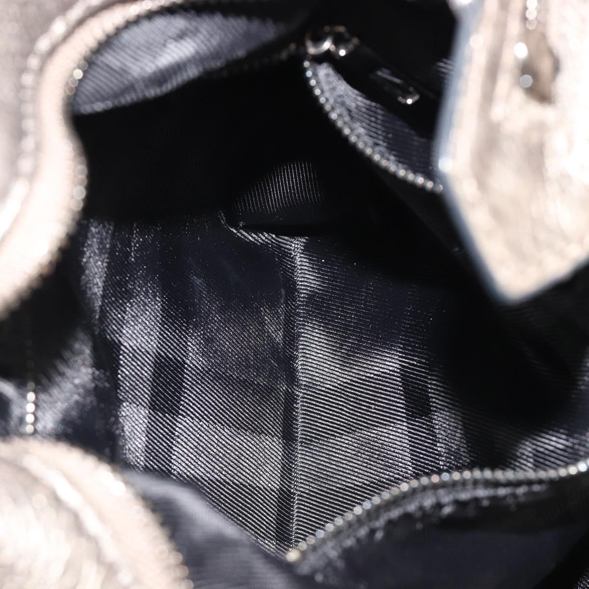 BURBERRY Nova Check Shoulder Bag Canvas Gray Silver Auth gh2198A