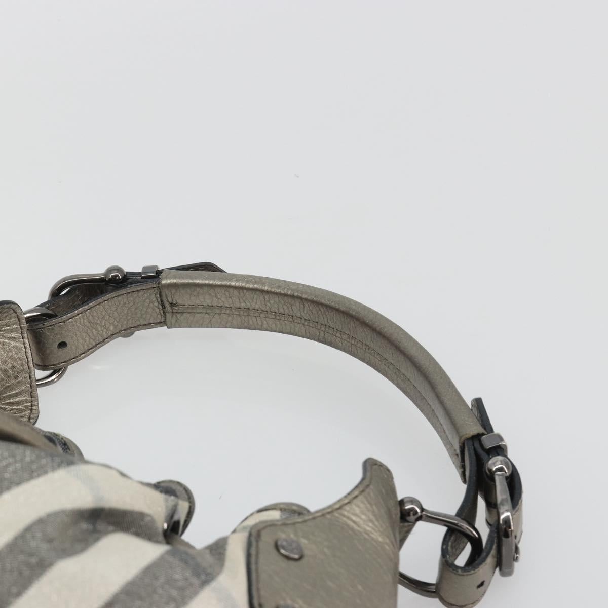 BURBERRY Nova Check Shoulder Bag Canvas Gray Silver Auth gh2198A