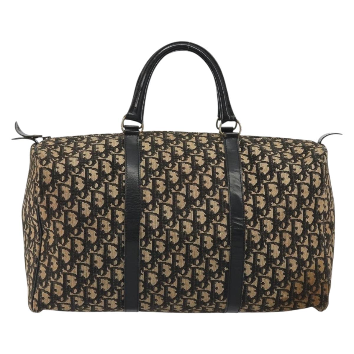 Christian Dior Trotter Canvas Boston Bag Navy Silver Auth gh2199