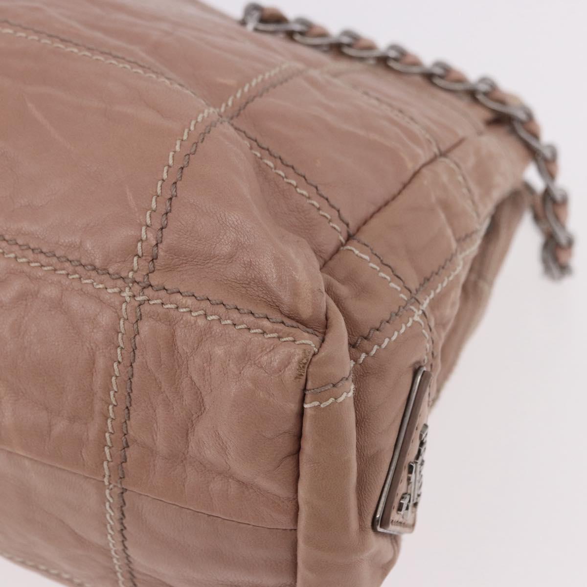 PRADA Chain Shoulder Bag Leather Pink Silver Auth gh2200A