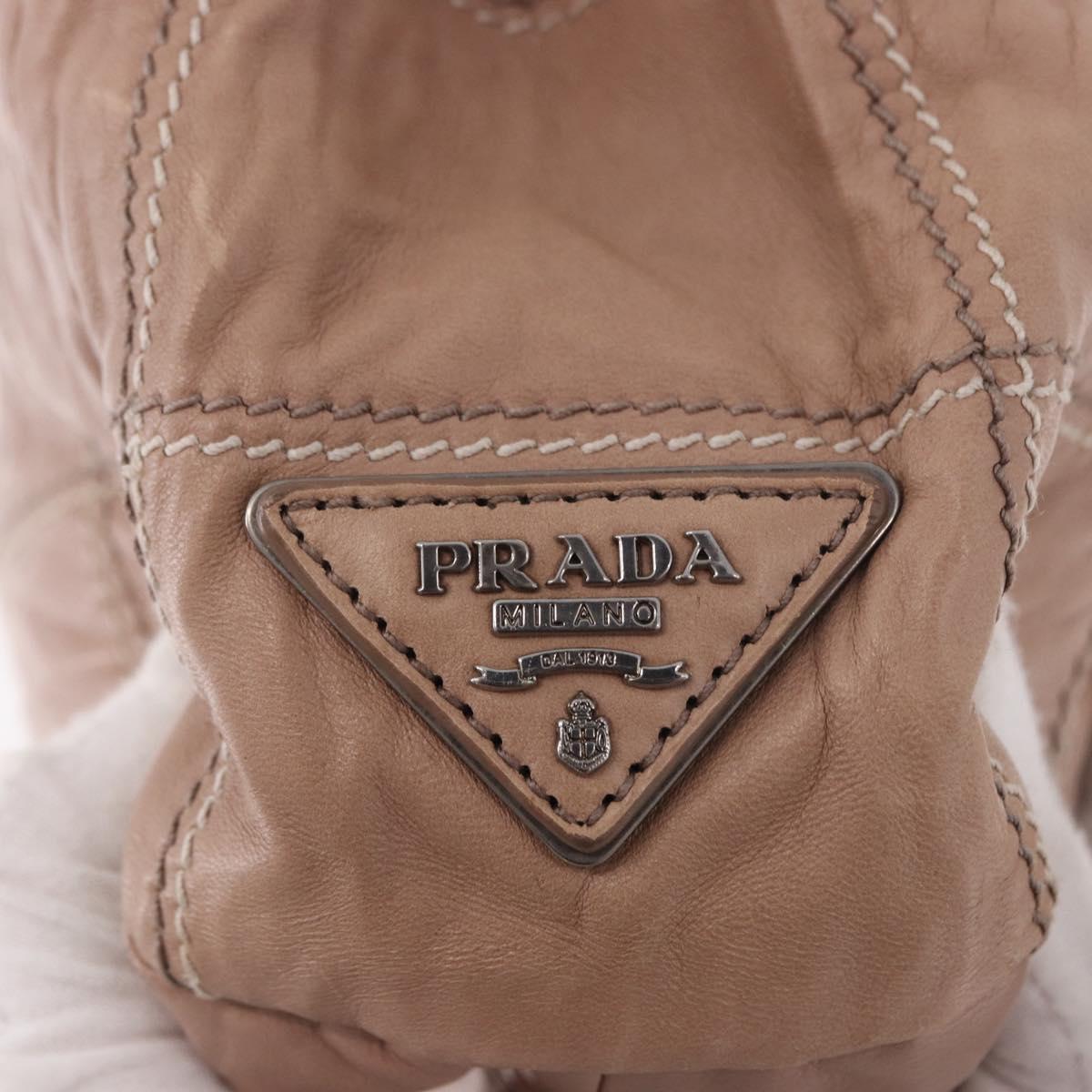 PRADA Chain Shoulder Bag Leather Pink Silver Auth gh2200A