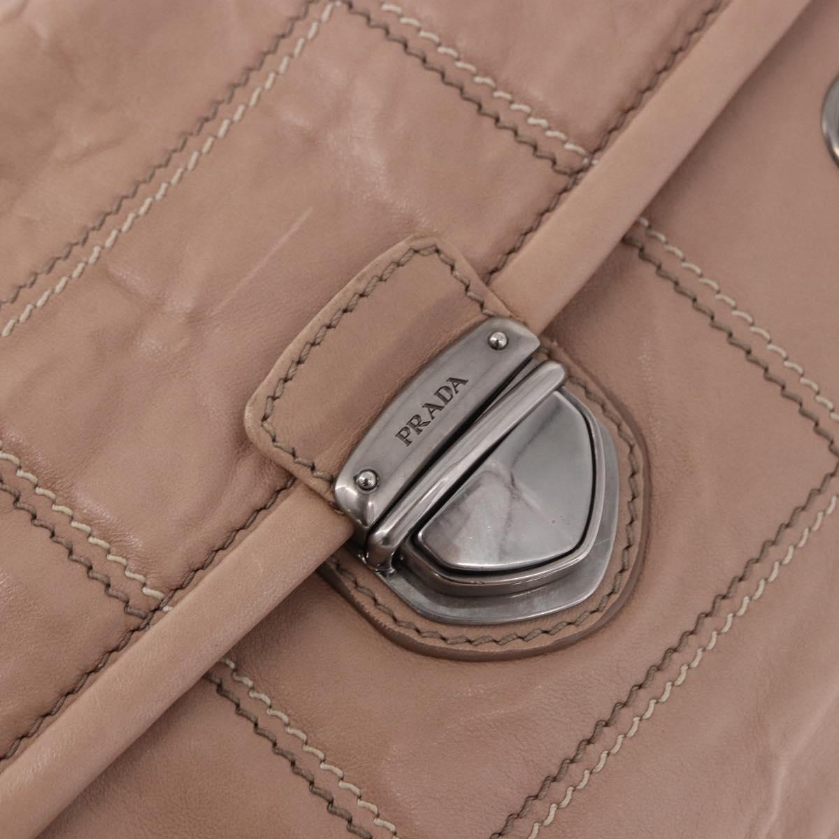 PRADA Chain Shoulder Bag Leather Pink Silver Auth gh2200A