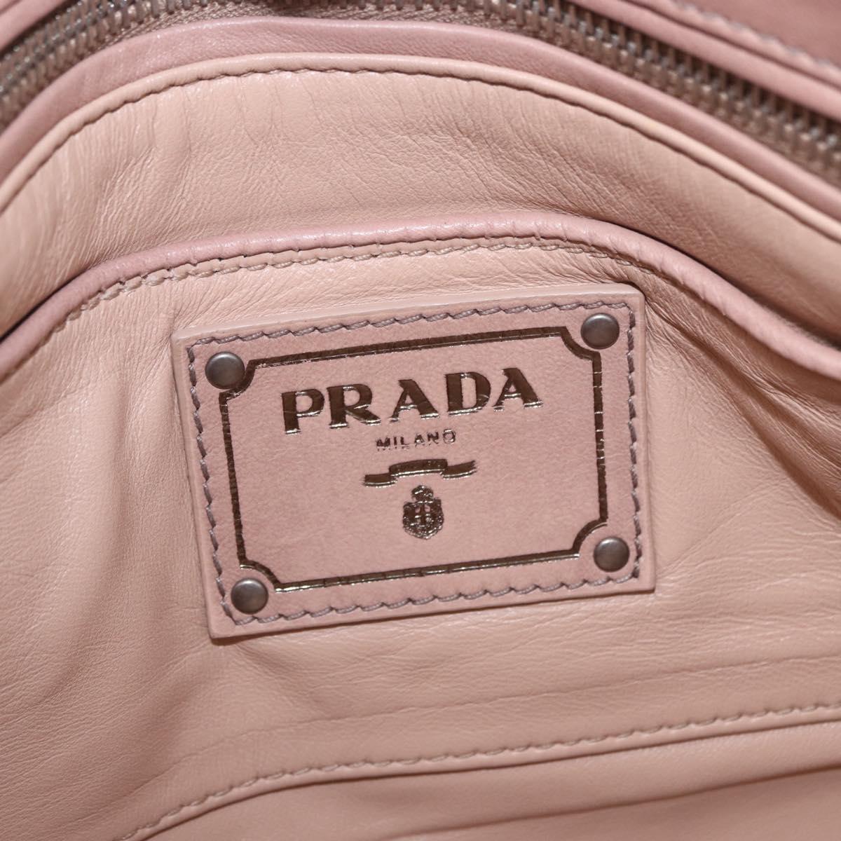 PRADA Chain Shoulder Bag Leather Pink Silver Auth gh2200A