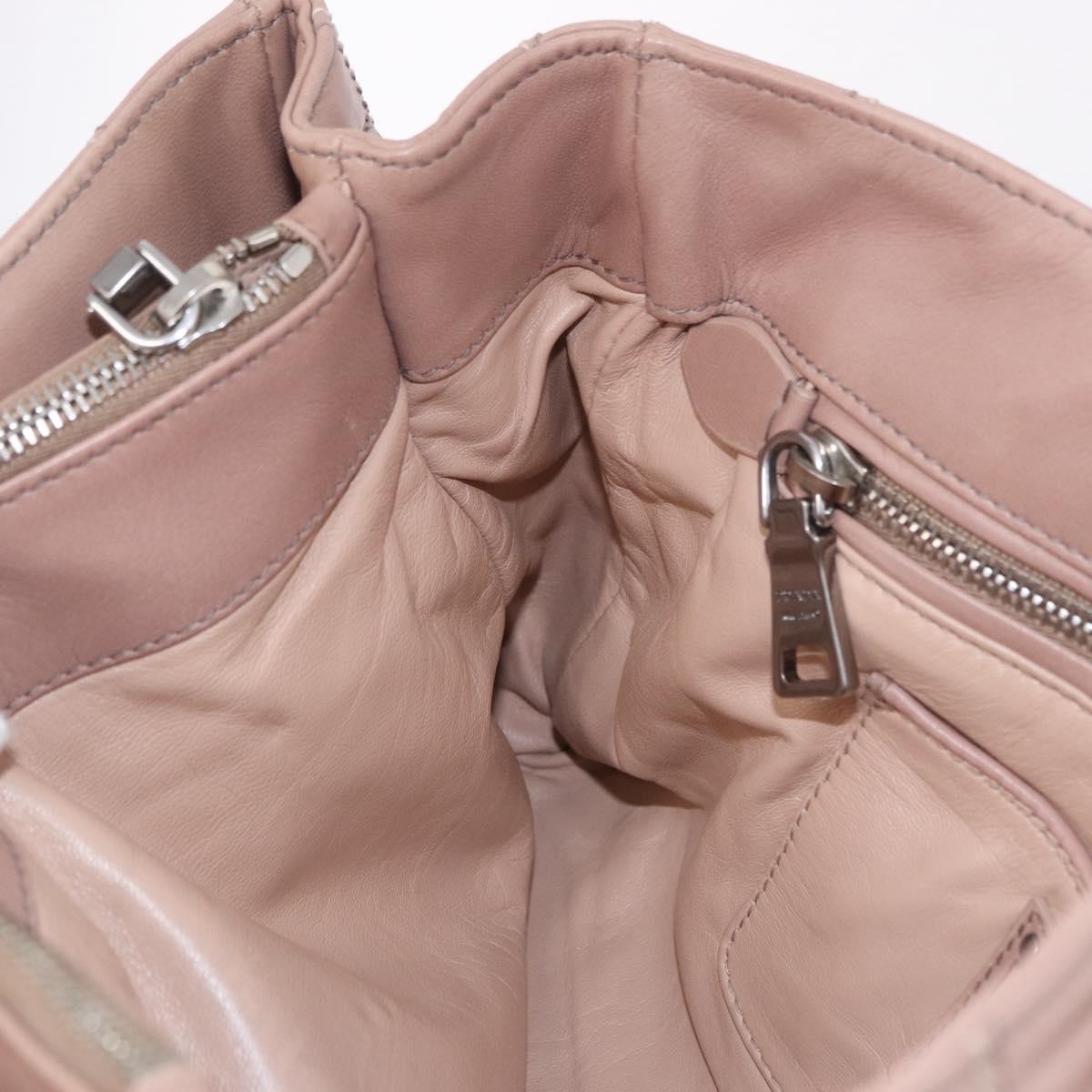 PRADA Chain Shoulder Bag Leather Pink Silver Auth gh2200A