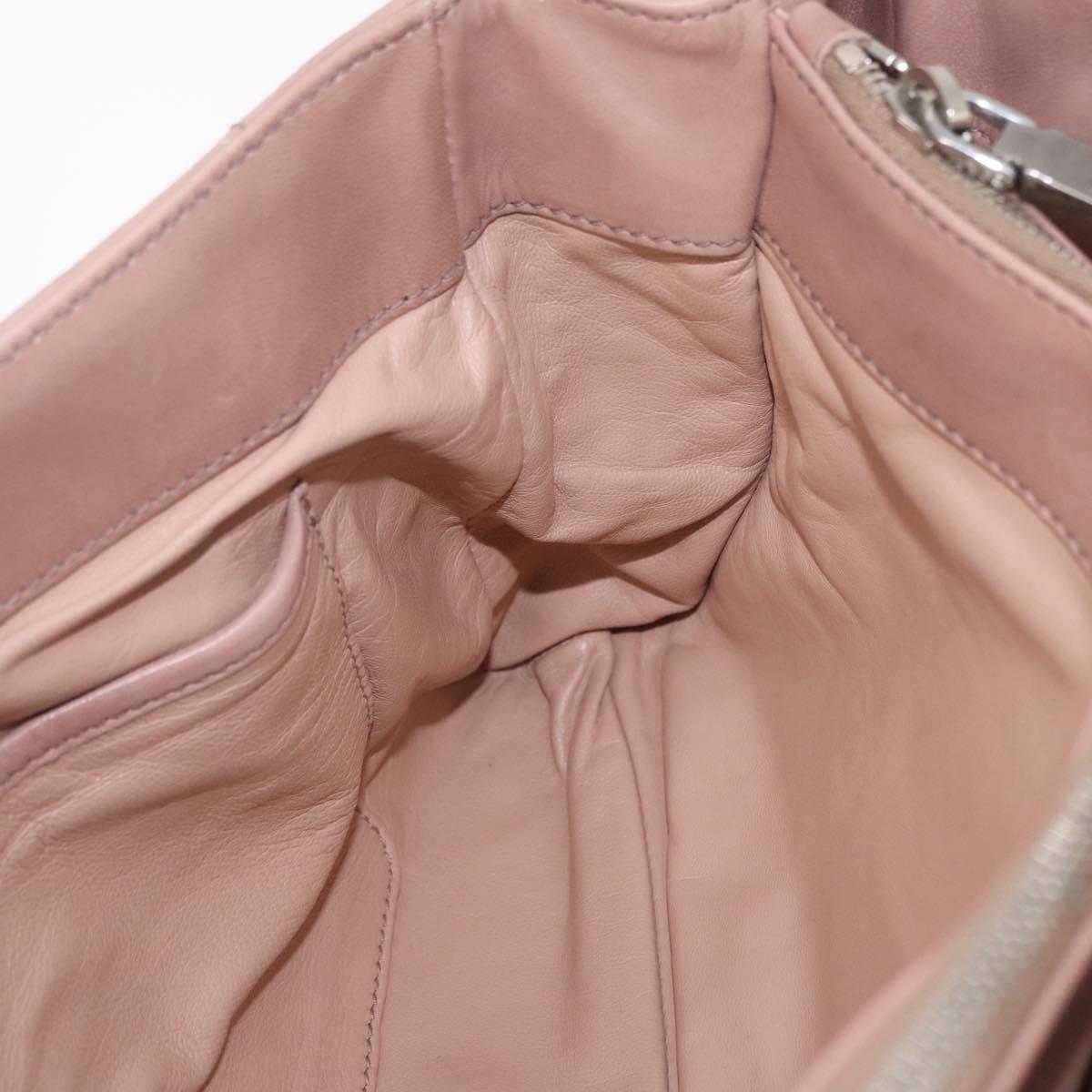PRADA Chain Shoulder Bag Leather Pink Silver Auth gh2200A