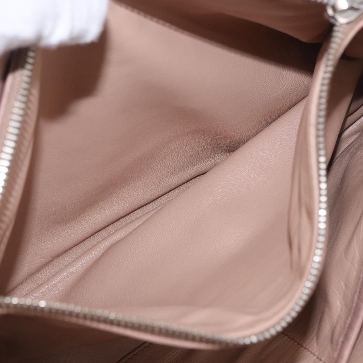 PRADA Chain Shoulder Bag Leather Pink Silver Auth gh2200A