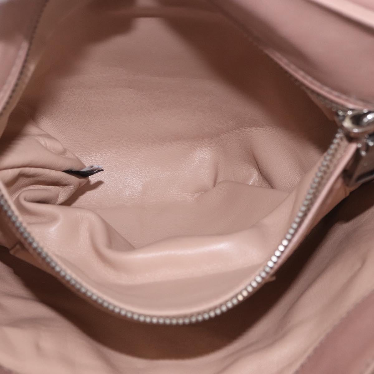 PRADA Chain Shoulder Bag Leather Pink Silver Auth gh2200A