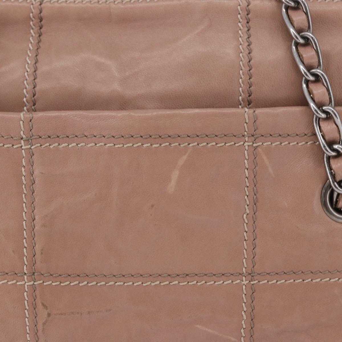 PRADA Chain Shoulder Bag Leather Pink Silver Auth gh2200A