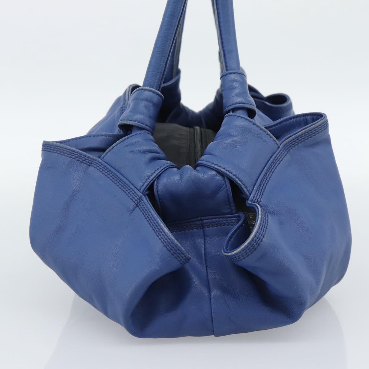 LOEWE Nappa Aire Anagram Hand Bag Leather Blue Gold Auth gh2201A