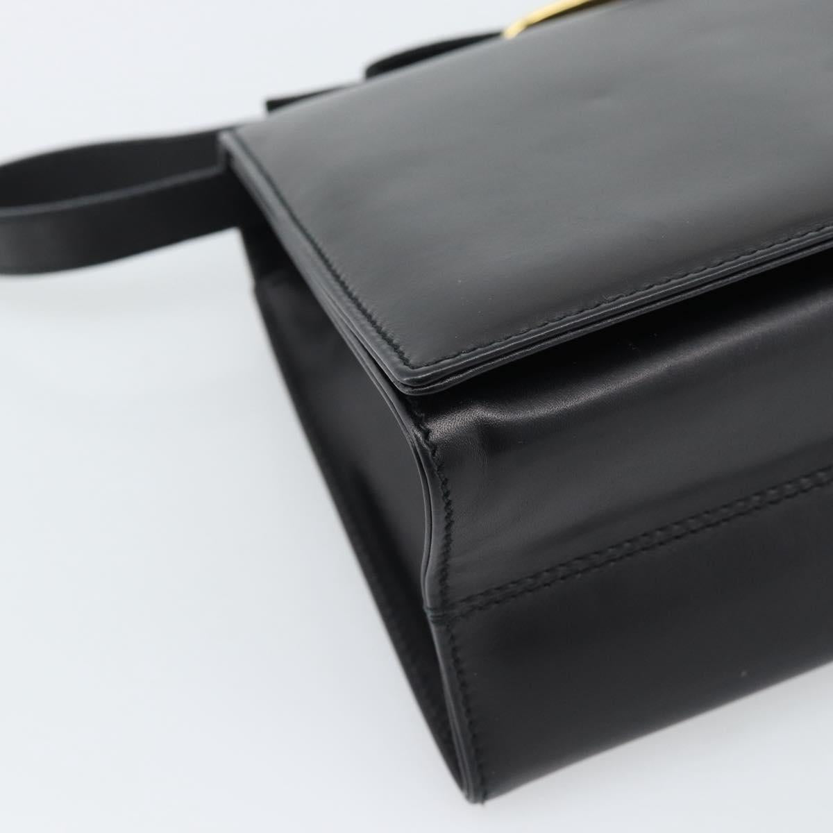 Salvatore Ferragamo Vala Shoulder Bag Leather Black Gold Auth gh2205A