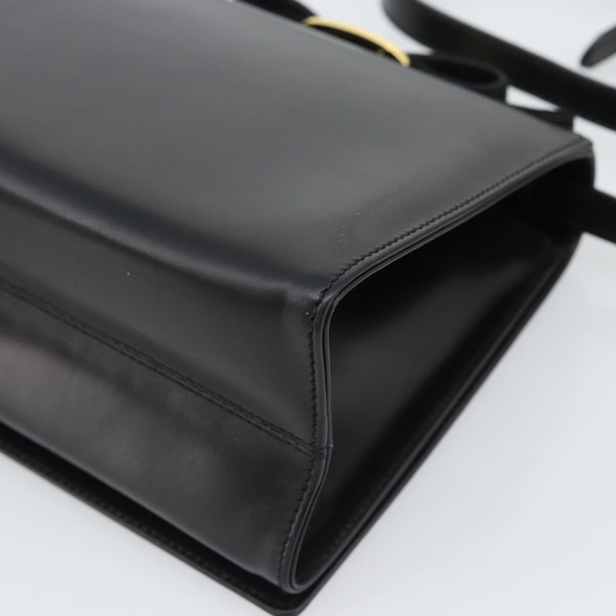 Salvatore Ferragamo Vala Shoulder Bag Leather Black Gold Auth gh2205A